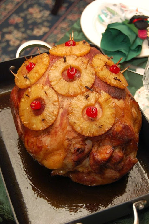 Sweet Holiday Baked Ham with Pineapple.